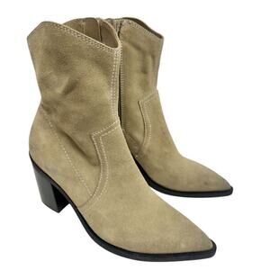 BP. Western Boots Size 5.5 in Tan Smoke Leather Block Heel Pointed‎ Toe